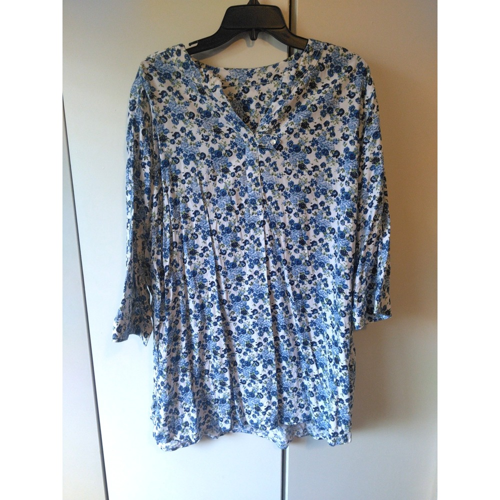 Womens Ditsy Floral Tunic Top Plus Size 3x Flowy Relaxed Boho Cottage